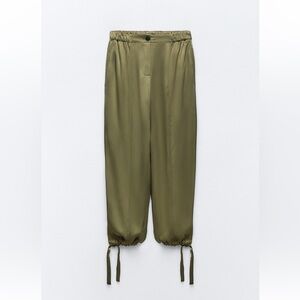 Satin Effect Tie Cuff Pants